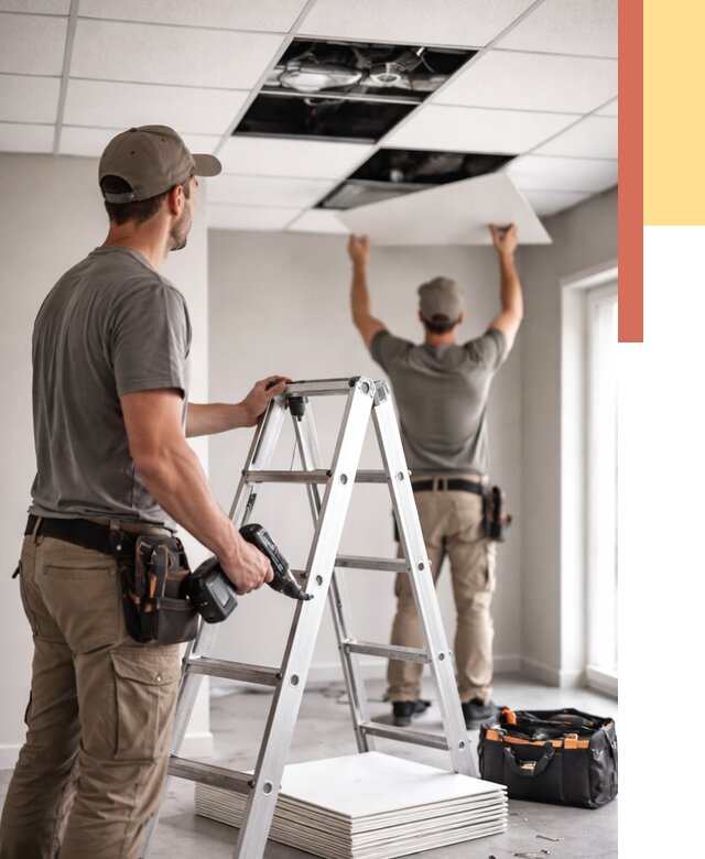 Обслуживание подвесного потолка в Феодосии от 3555 руб. — быстро и недорого | ОТДЕЛОЧНИК-Фдс