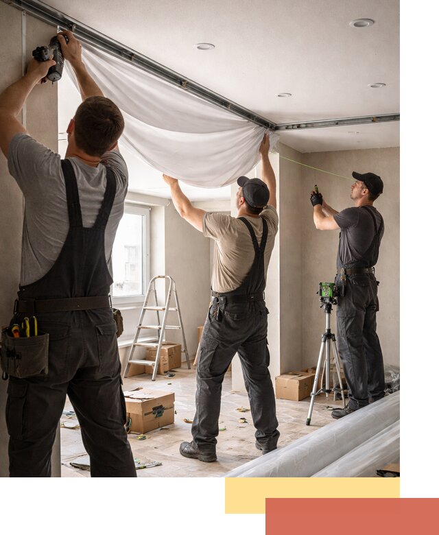 Монтаж парящего натяжного потолка под ключ в Феодосии