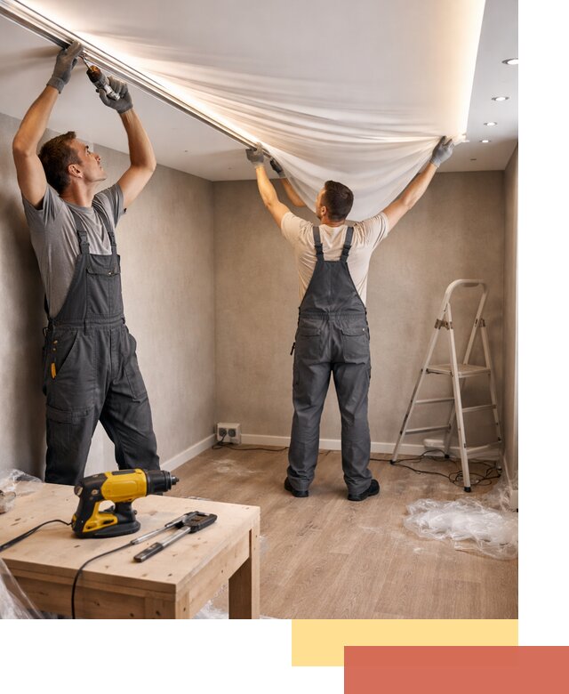 Монтаж натяжного потолка с подсветкой в Феодосии цена и сроки