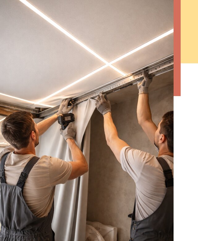 Монтаж натяжного потолка со световыми линиями в Феодосии от 1219 руб. | ОТДЕЛОЧНИК-Фдс