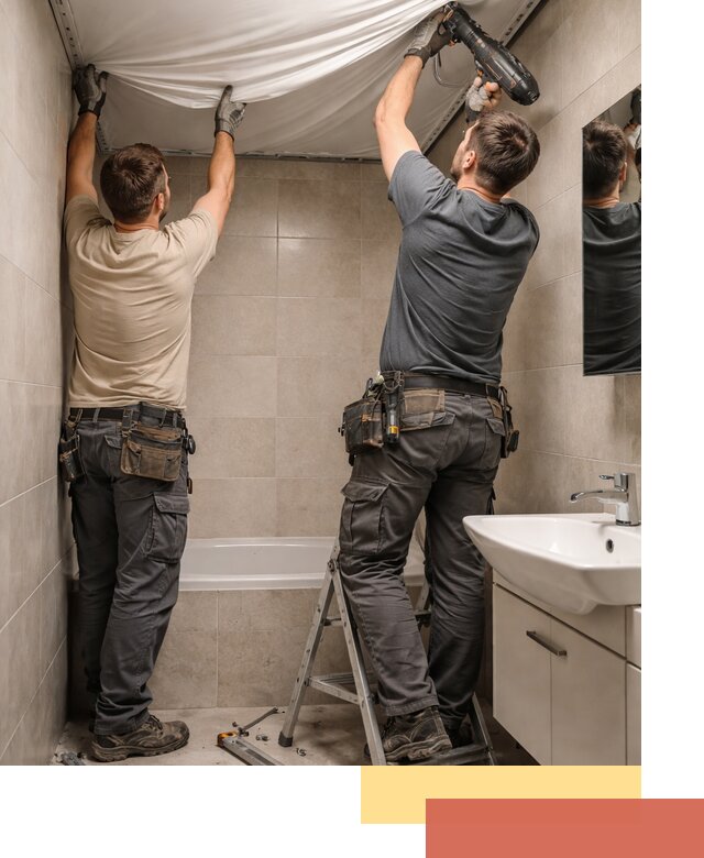 Монтаж натяжного потолка в ванной в Феодосии быстро и качественно