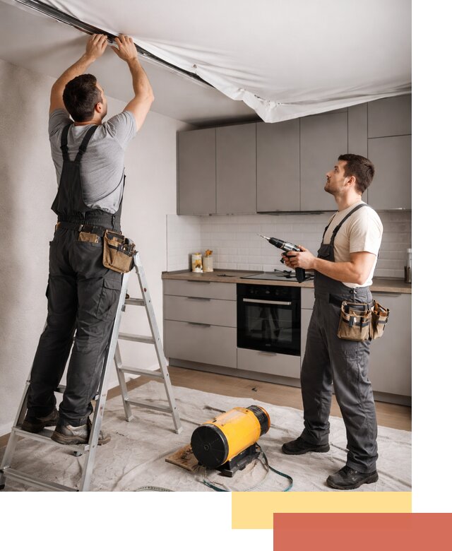 Монтаж натяжного потолка на кухне в Феодосии