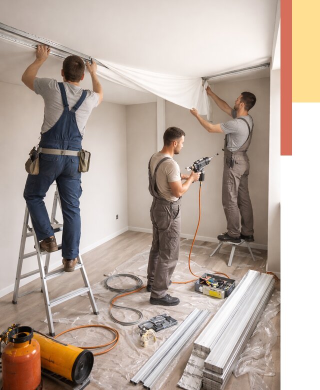 Монтаж натяжного потолка в студии в Феодосии от 5587 руб. — быстро и недорого | ОТДЕЛОЧНИК-Фдс