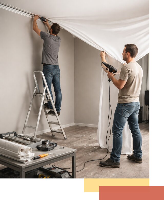 Монтаж натяжного потолка в студии в Феодосии