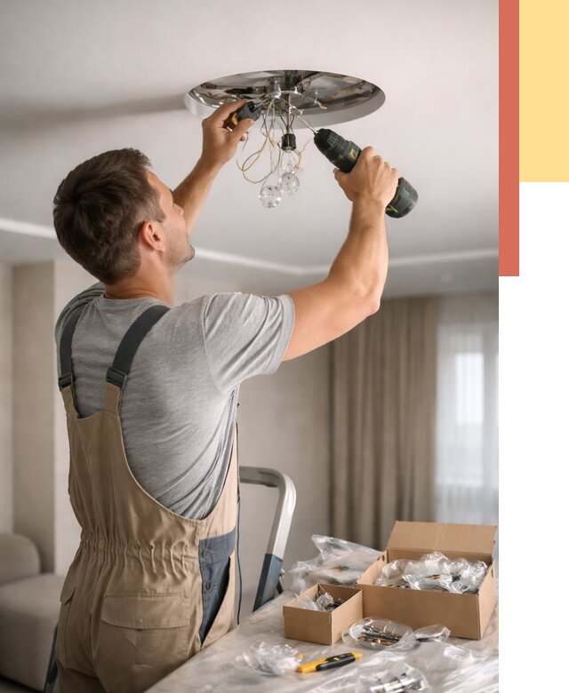 Установка люстры в натяжной потолок в Феодосии от 1219 руб. | Быстро и недорого — ОТДЕЛОЧНИК-Фдс