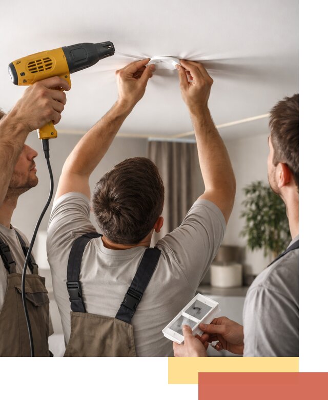 Ремонт прокола полотна натяжного потолка в Феодосии