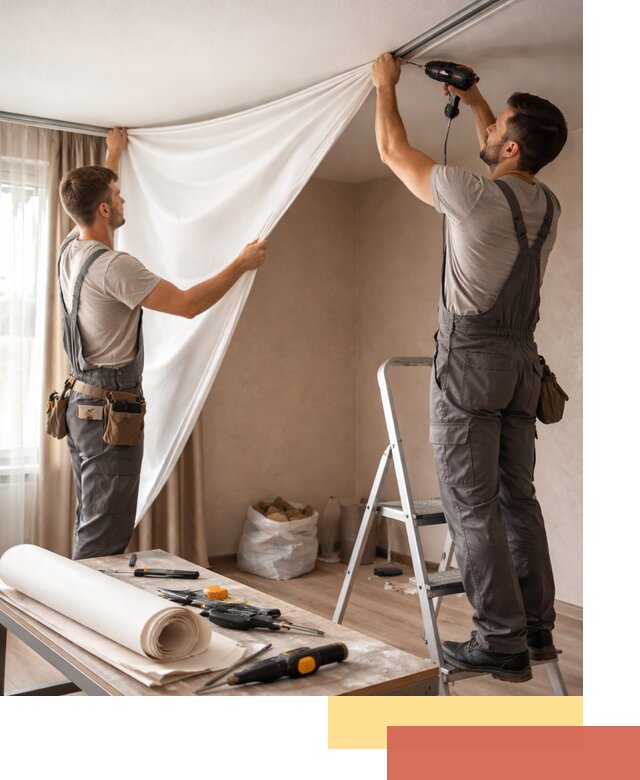 Замена полотна натяжного потолка в Феодосии быстро и качественно