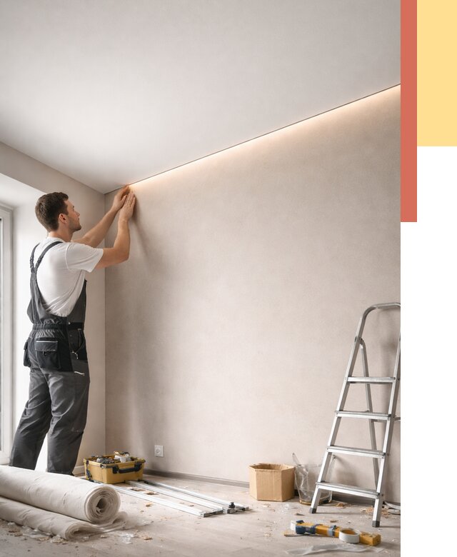 Теневые натяжные потолки в Феодосии от 8330 руб. под ключ | ОТДЕЛОЧНИК-Фдс