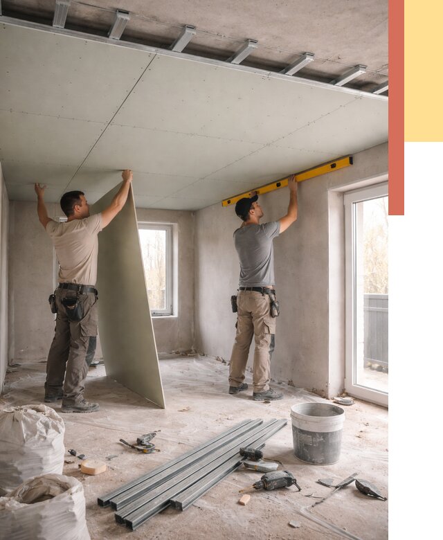 Одноуровневый потолок из гипсокартона в Феодосии от 762 руб. — монтаж под ключ | ОТДЕЛОЧНИК-Фдс