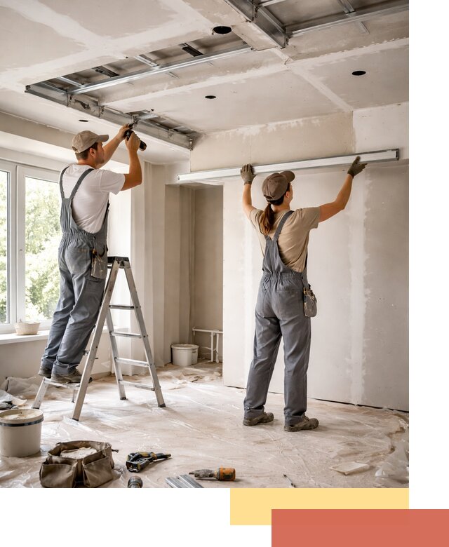 Монтаж многоуровневого потолка из гипсокартона в Феодосии