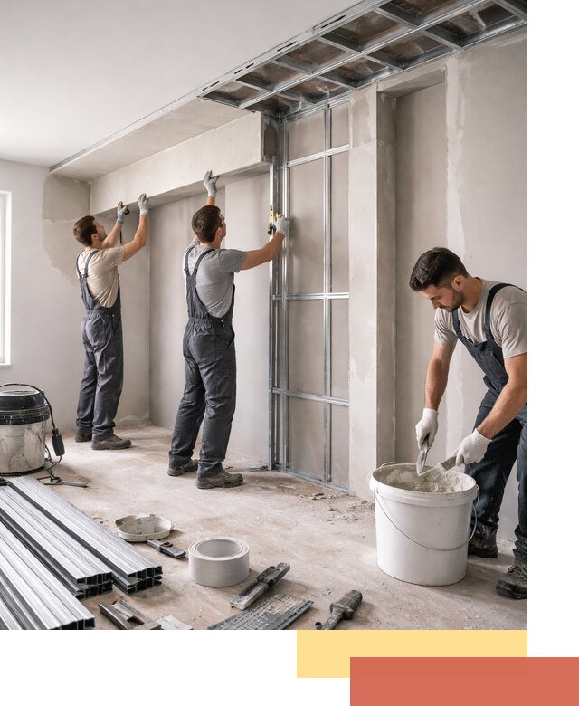 Монтаж потолка из гипсокартона с нишей в Феодосии