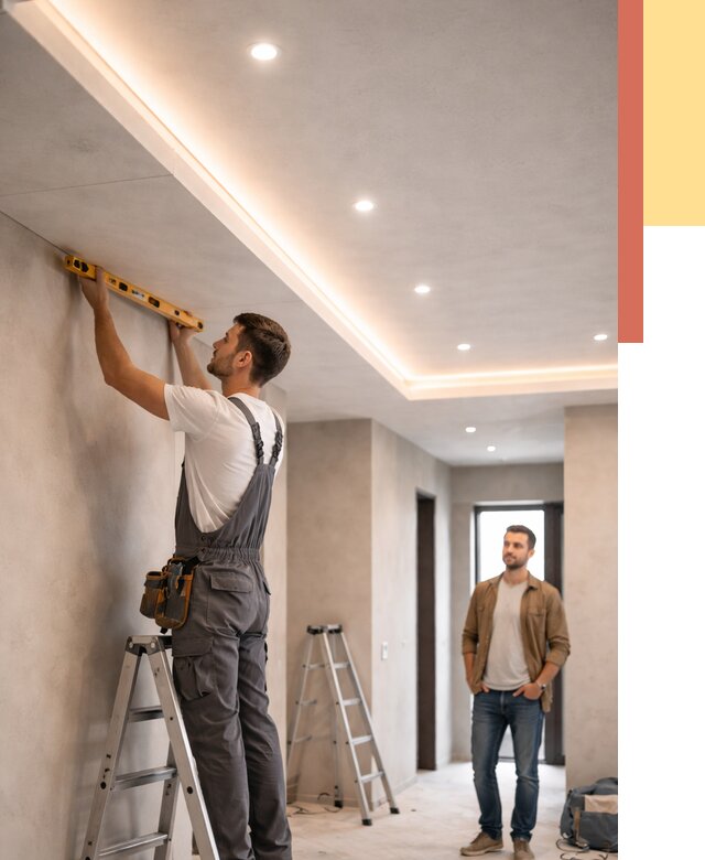 Потолок из гипсокартона с подсветкой в Феодосии от 762 руб./м2 под ключ | ОТДЕЛОЧНИК-Фдс