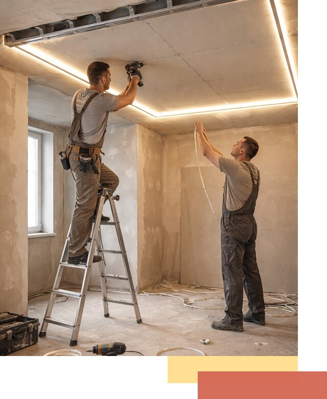 Потолок из гипсокартона с подсветкой в Феодосии