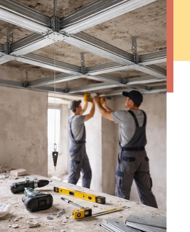 Монтаж каркаса потолка из профиля в Феодосии от 4571 руб. — услуги ОТДЕЛОЧНИК-Фдс