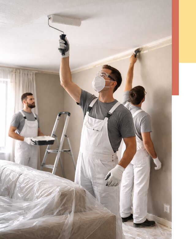 Покраска потолка водоэмельсионной краской в Феодосии от 2235 руб/м² — услуги под ключ | ОТДЕЛОЧНИК-Фдс