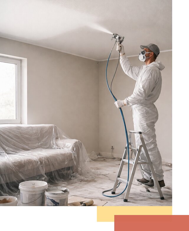 Покраска потолка краскопультом в Феодосии быстро и качественно