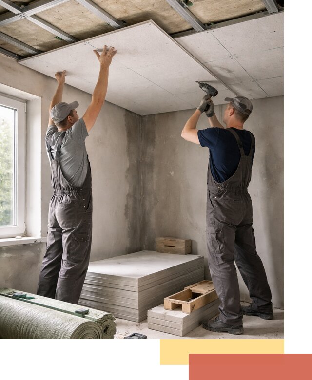 Шумоизоляция потолка панелями ЗИПС в Феодосии